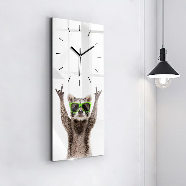 Horloge rectangulaire verticale Raton laveur avec des lunettes