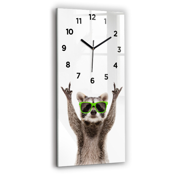 Horloge rectangulaire verticale Raton laveur avec des lunettes