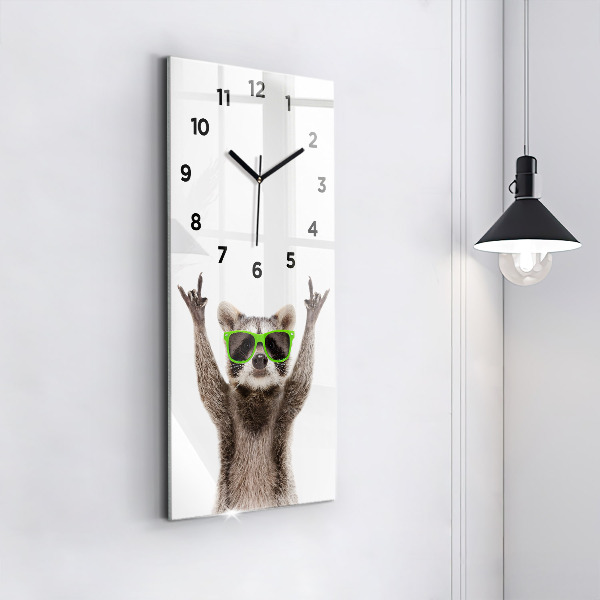 Horloge rectangulaire verticale Raton laveur avec des lunettes