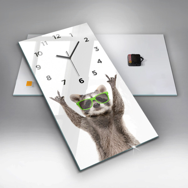 Horloge rectangulaire verticale Raton laveur avec des lunettes