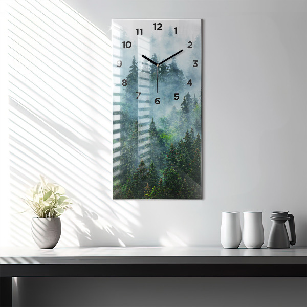 Horloge rectangulaire verticale Forêt brumeuse
