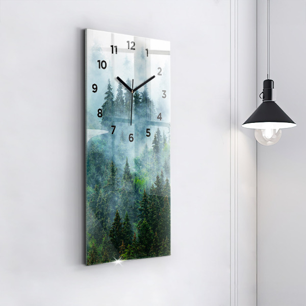 Horloge rectangulaire verticale Forêt brumeuse