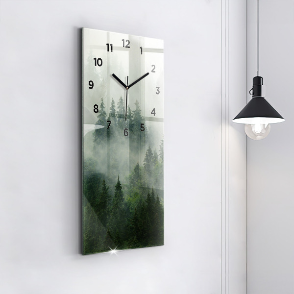 Horloge rectangulaire verticale Forêt brumeuse