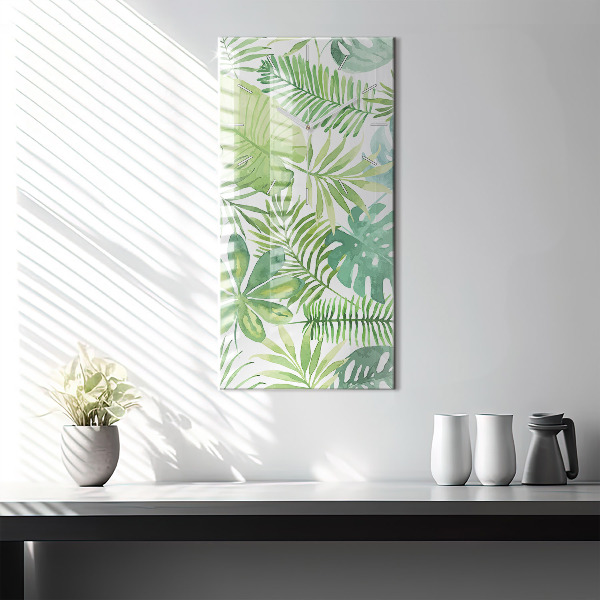 Horloge rectangulaire verticale Feuilles vertes