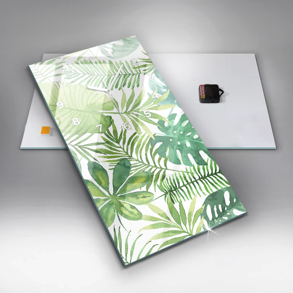 Horloge rectangulaire verticale Feuilles vertes