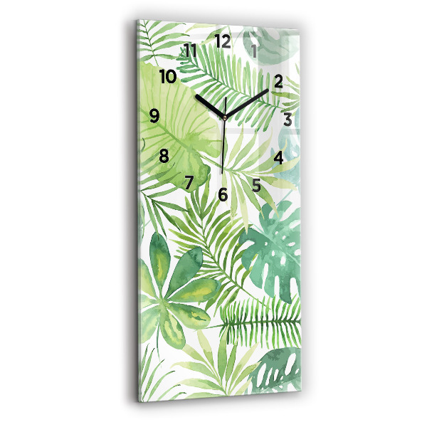 Horloge rectangulaire verticale Feuilles vertes