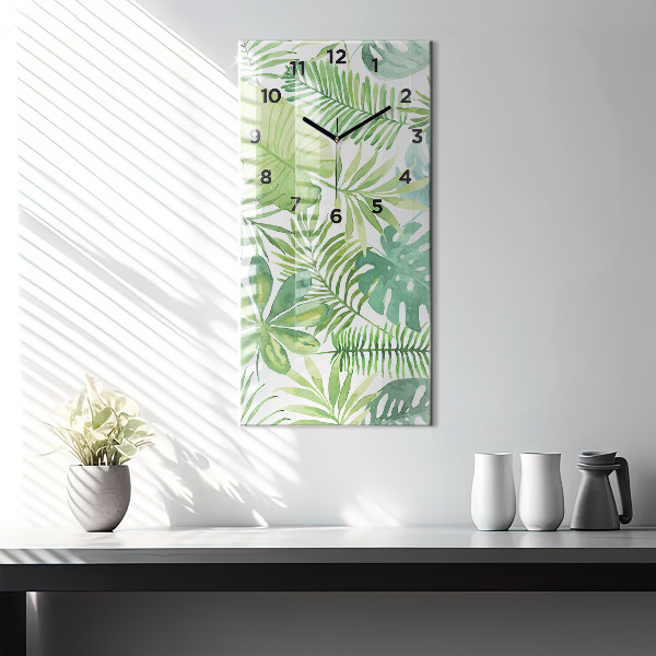 Horloge rectangulaire verticale Feuilles vertes