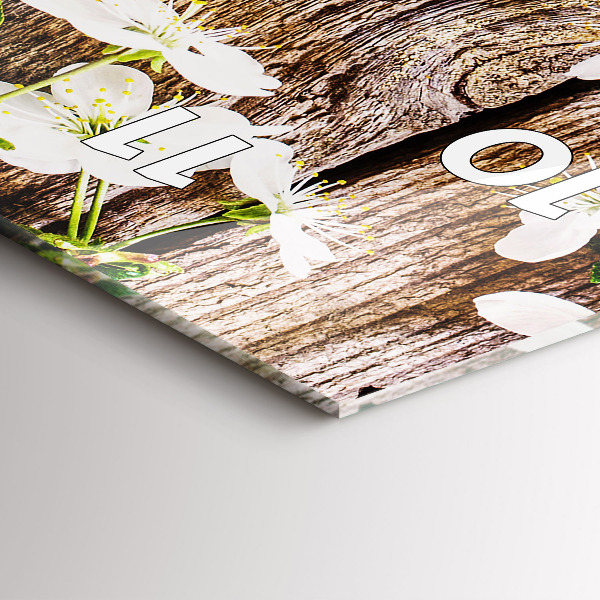 Horloge rectangulaire verticale Fleurs sur bois