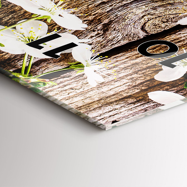 Horloge rectangulaire verticale Fleurs sur bois