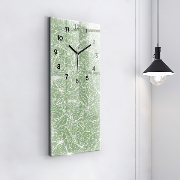 Horloge murale verticale Motif de feuilles naturelles