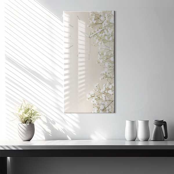 Horloge murale verticale Fleurs de gypsophile en fleurs