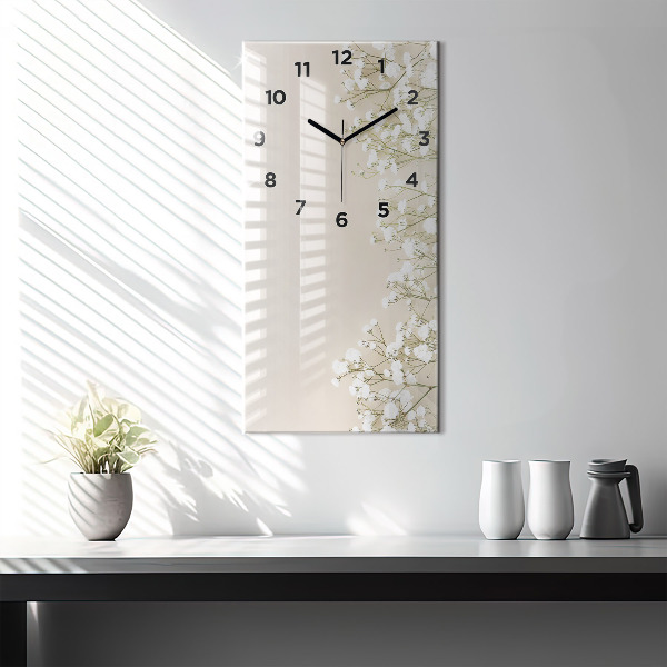 Horloge murale verticale Fleurs de gypsophile en fleurs