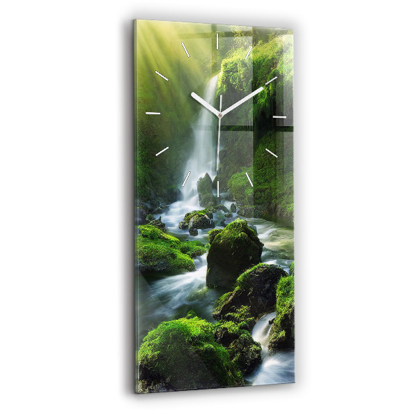 Horloge murale verticale Cascade et rochers