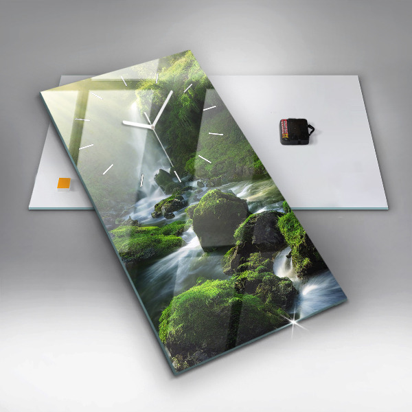 Horloge murale verticale Cascade et rochers