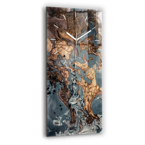 Horloge murale verticale Marbre doré abstrait