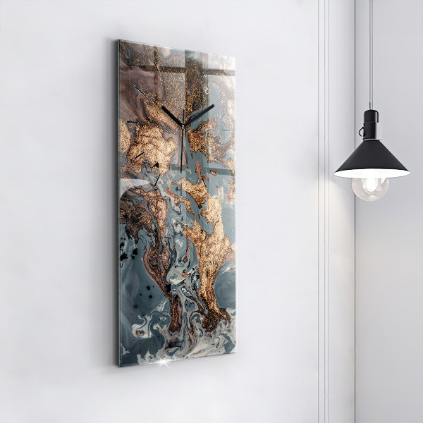 Horloge murale verticale Marbre doré abstrait