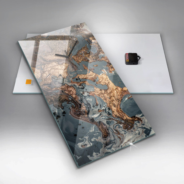 Horloge murale verticale Marbre doré abstrait