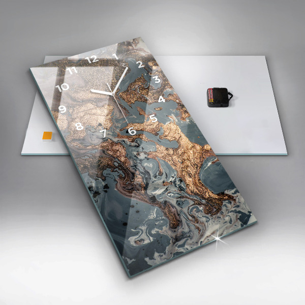 Horloge murale verticale Marbre doré abstrait