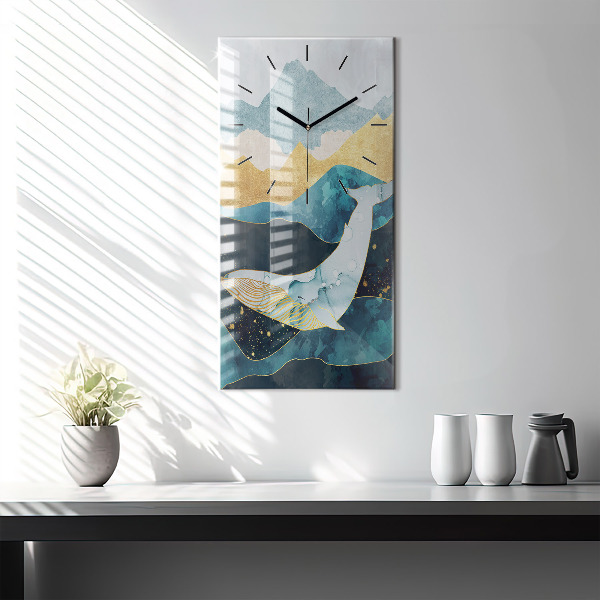 Horloge murale verticale Baleine abstraite