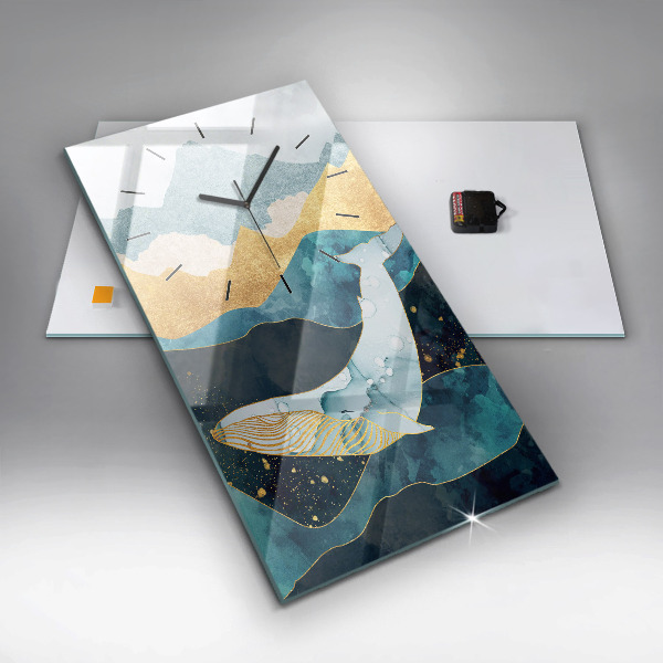 Horloge murale verticale Baleine abstraite