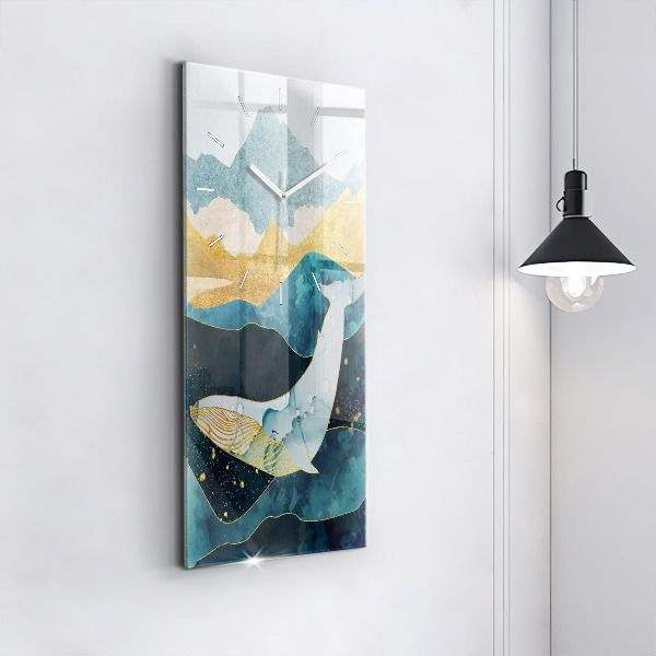 Horloge murale verticale Baleine abstraite
