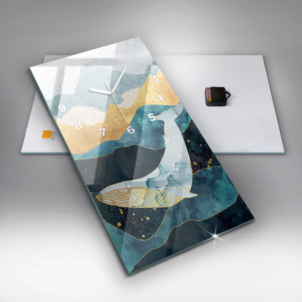 Horloge murale verticale Baleine abstraite