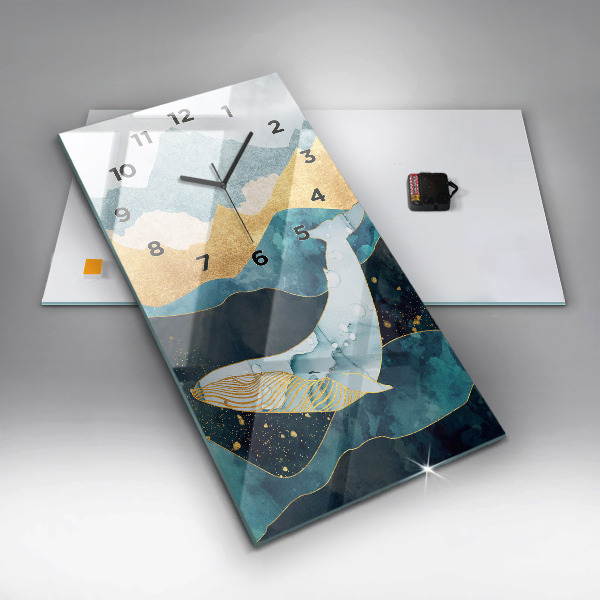 Horloge murale verticale Baleine abstraite