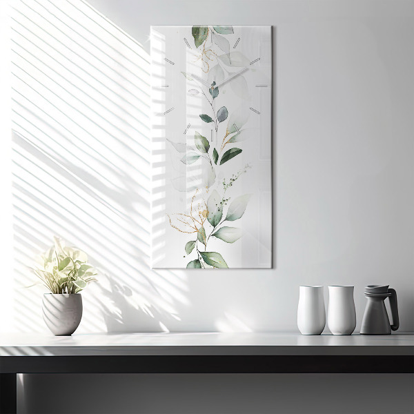 Horloge murale verticale 'Feuilles d''abstraction'