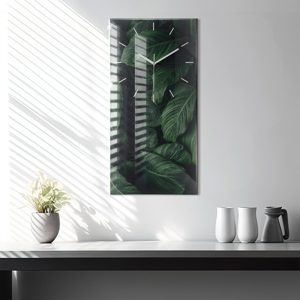 Horloge murale verticale Monstera tropical