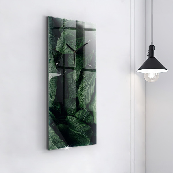 Horloge murale verticale Monstera tropical