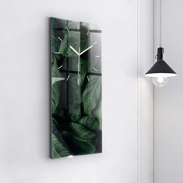 Horloge murale verticale Monstera tropical