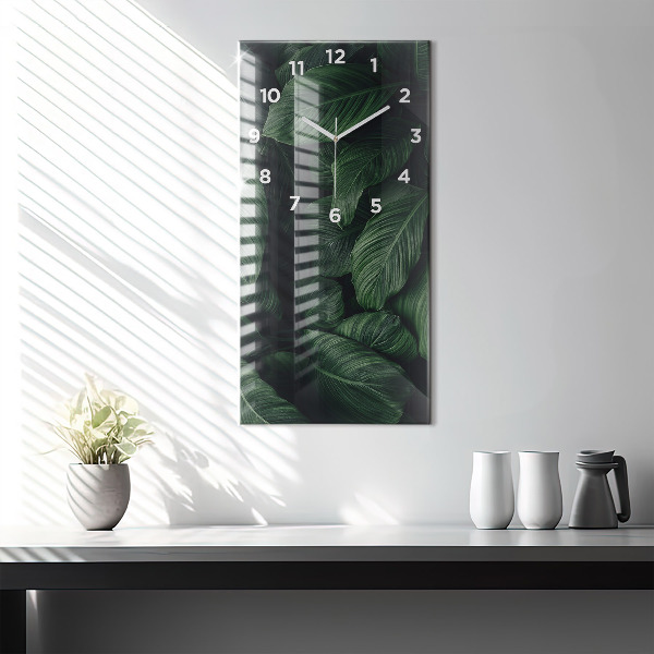 Horloge murale verticale Monstera tropical