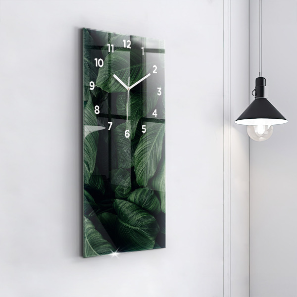 Horloge murale verticale Monstera tropical