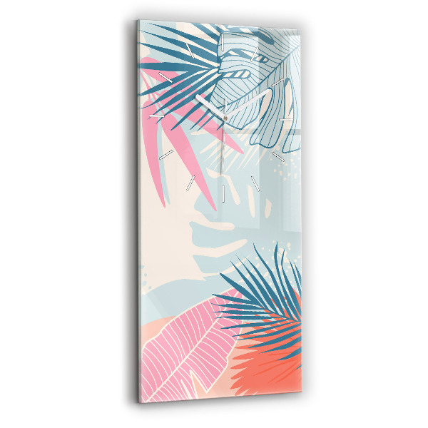 Horloge murale verticale Feuilles pastel – Tropiques