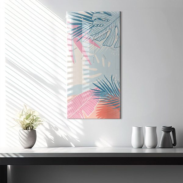 Horloge murale verticale Feuilles pastel – Tropiques