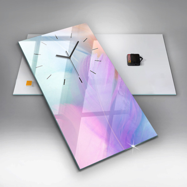 Horloge murale verticale plumes colorées