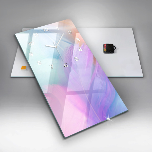 Horloge murale verticale plumes colorées