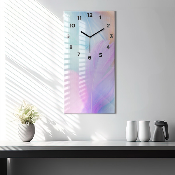 Horloge murale verticale plumes colorées
