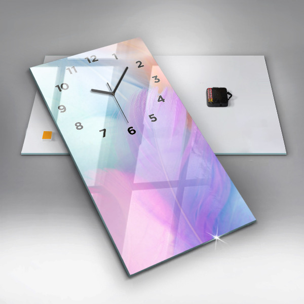 Horloge murale verticale plumes colorées