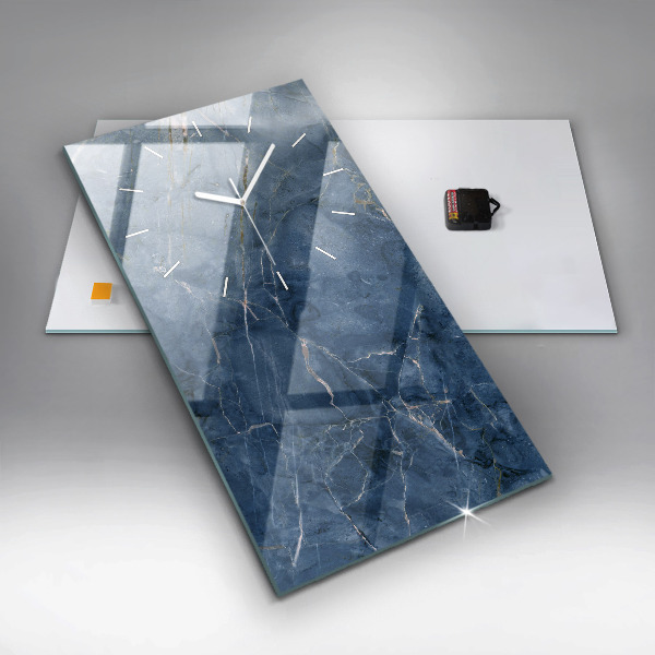 Horloge murale verticale Texture de marbre bleu