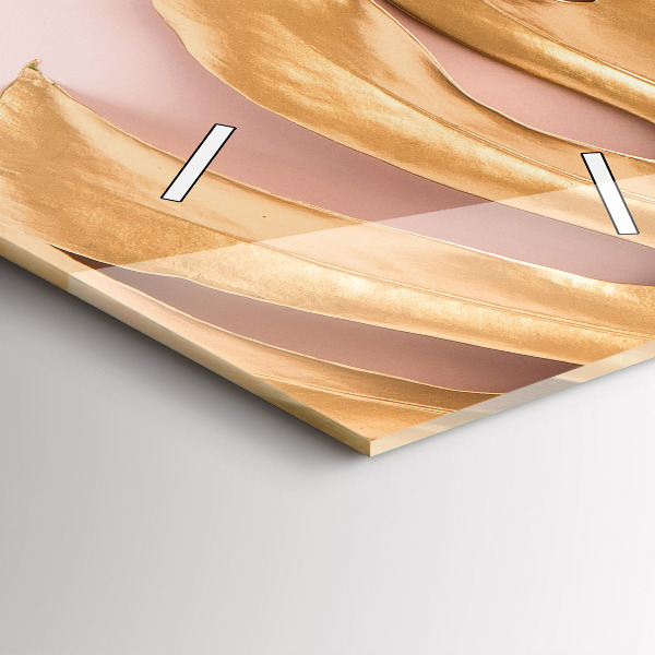 Horloge murale verticale Feuilles tropicales dorées