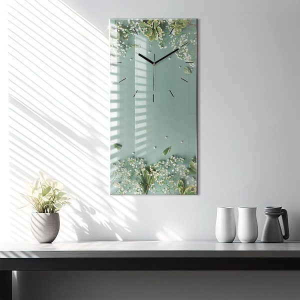 Horloge rectangulaire verticale Fleurs délicates