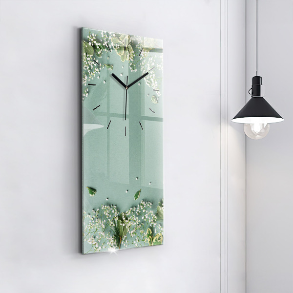 Horloge rectangulaire verticale Fleurs délicates
