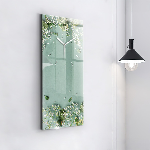 Horloge rectangulaire verticale Fleurs délicates