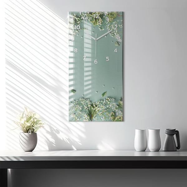 Horloge rectangulaire verticale Fleurs délicates