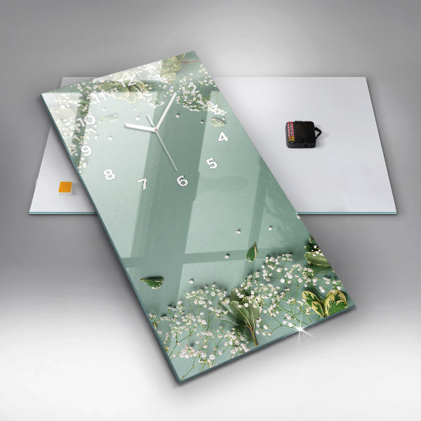Horloge rectangulaire verticale Fleurs délicates