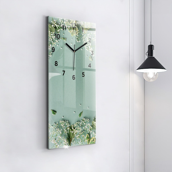 Horloge rectangulaire verticale Fleurs délicates