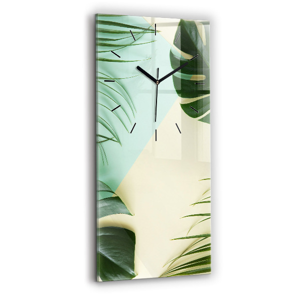 Horloge rectangulaire verticale Feuilles de Monstera