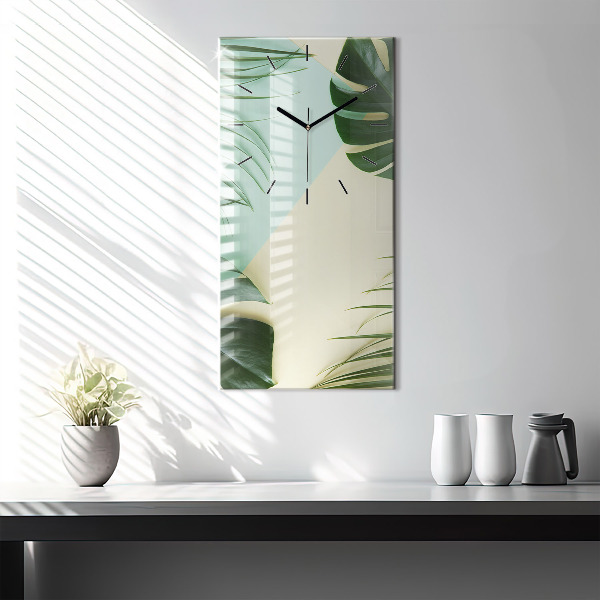 Horloge rectangulaire verticale Feuilles de Monstera