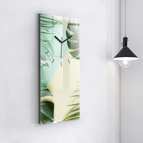Horloge rectangulaire verticale Feuilles de Monstera